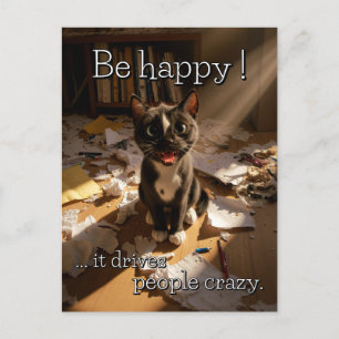 Postal Festiva Be Happy Cat - edición de papel Mess