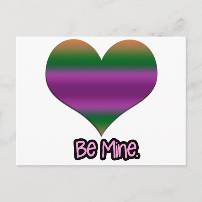 Postal Festiva Be Mine Valentine Purple Stripe Heart (Anverso)