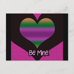 Postal Festiva Be Mine Valentine Purple Stripe Heart