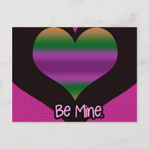 Postal Festiva Be Mine Valentine Purple Stripe Heart