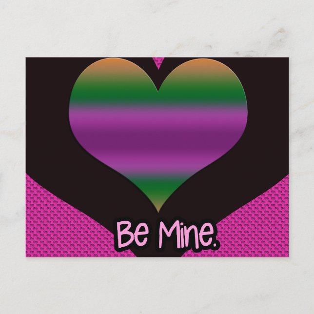 Postal Festiva Be Mine Valentine Purple Stripe Heart (Anverso)