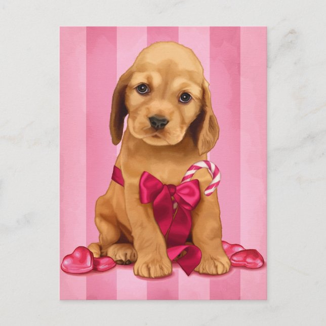 Postal Festiva Be My Valentine Cocker Spaniel (Anverso)