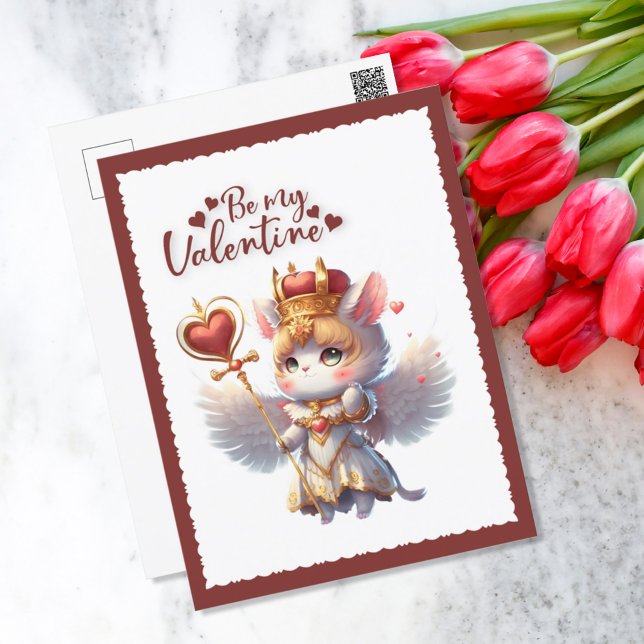Postal Festiva Be My Valentine Cute Chibi Cat Valentine (Subido por el creador)
