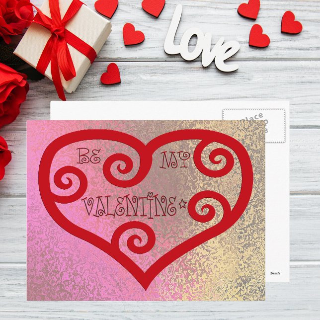 Postal Festiva Be My Valentine Heart (Be My Valentine Heart Holiday Postcard)