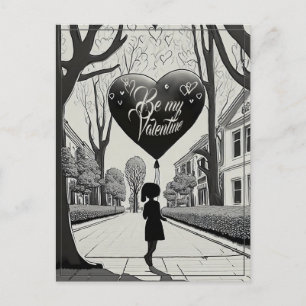 Postal Festiva Be my Valentine in Manga Style Monocrome 1617