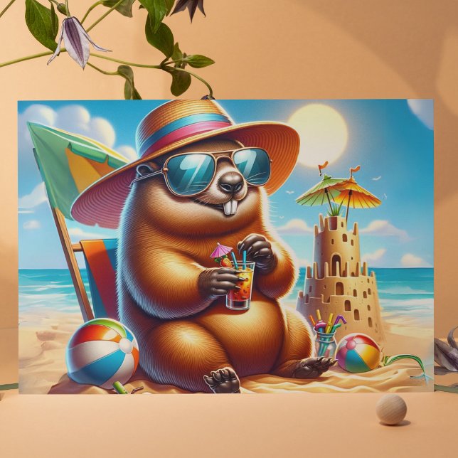 Postal Festiva Beachside Groundhog (Subido por el creador)