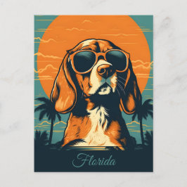 Postal Festiva Beagle con gafas de sol en un Personalizado de pla