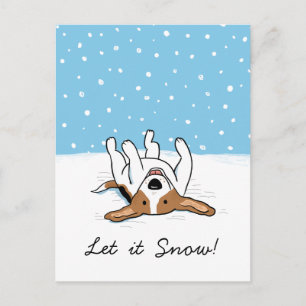 Postal Festiva Beagle de nieve de vacaciones   Perro navideño Nav