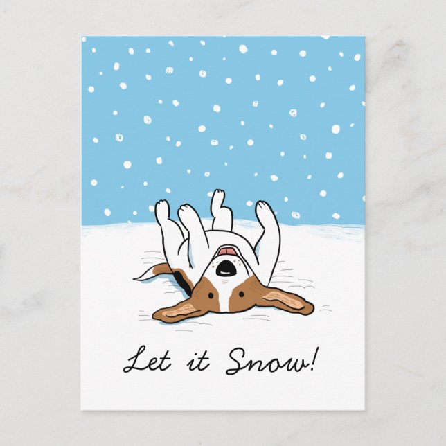 Postal Festiva Beagle de nieve de vacaciones | Perro navideño Nav (Anverso)
