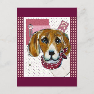 POSTAL FESTIVA BEAGLE DE SAN VALENTÍN