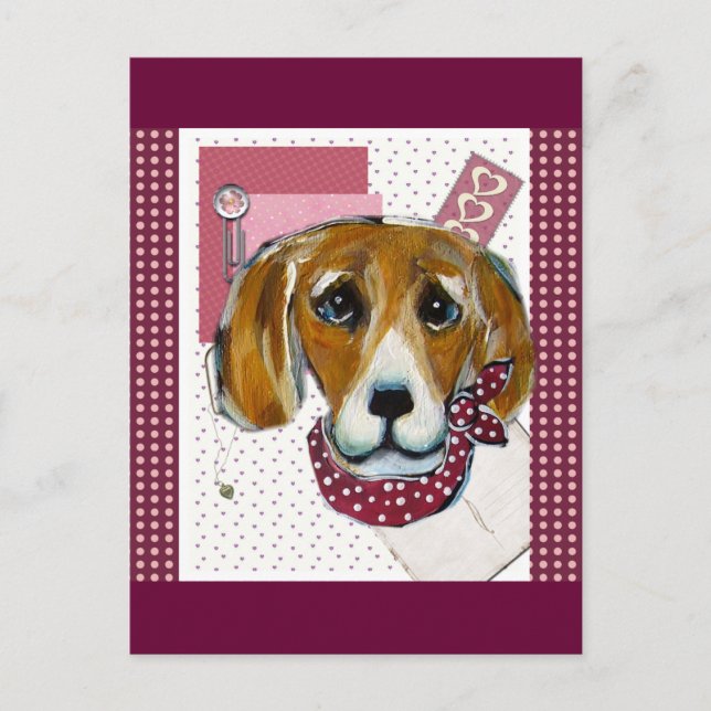 POSTAL FESTIVA BEAGLE DE SAN VALENTÍN (Anverso)