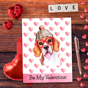 Postal Festiva Beagle Divertido Sé Mi San Valentín Perro Día de S