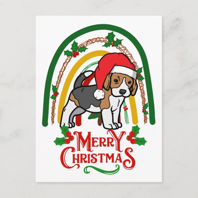 Postal Festiva Beagle Merry Christmas (Anverso)