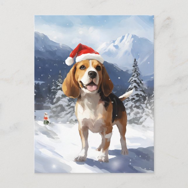 Postal Festiva Beagle Navidades (Anverso)