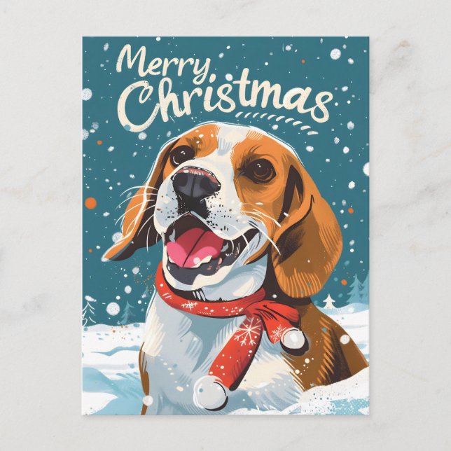Postal Festiva Beagle Navidades (Anverso)