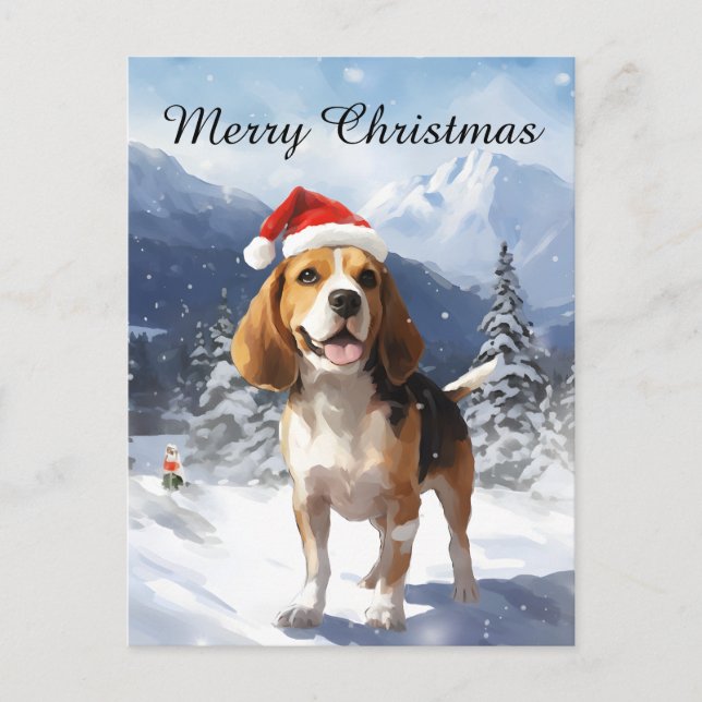 Postal Festiva Beagle Navidades (Anverso)