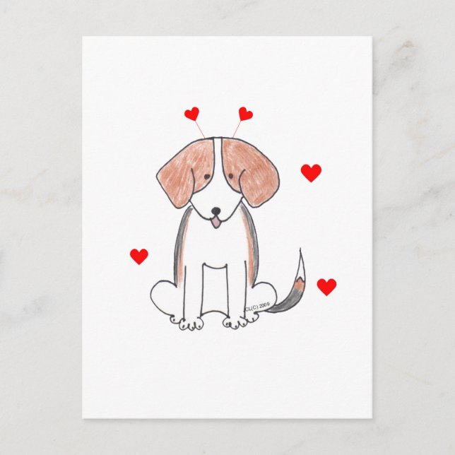 Postal Festiva Beagle Valentine Ears (Anverso)