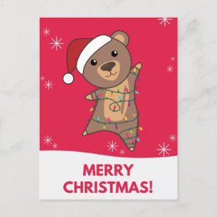 Postal Festiva Bear Merry Christmas Winter Animals Bears Holiday 