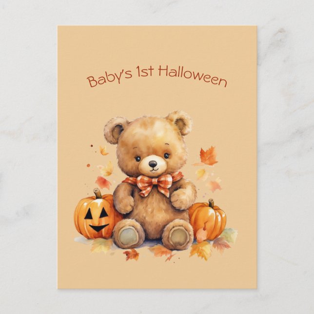 Postal Festiva Bear primer saludo de Halloween (Anverso)