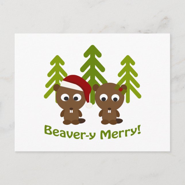 Postal Festiva ¡Beaver-y Merry! Navidades Beavers (Anverso)
