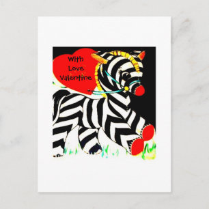 Postal Festiva Bebé ventilado Adorable Zebra Valentine