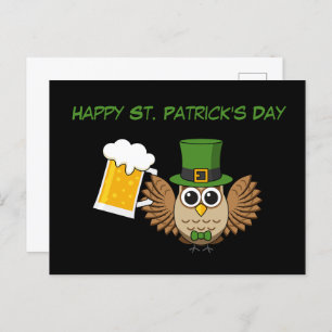 Postal Festiva Beber de búho San Patrick's Day Personalizar