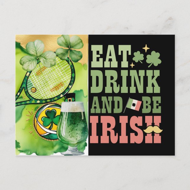 Postal Festiva Bebida del Día de San Patricio para jugador de ten (Anverso)