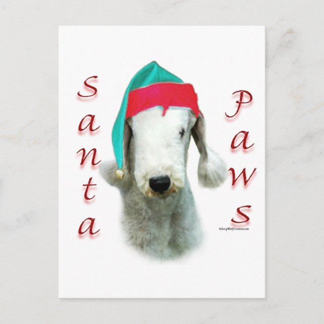 Postal Festiva Bedlington Terrier Santa Paws (Anverso)