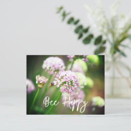 Postal Festiva Bee Happy with Purple Diagonal Allium Flowers