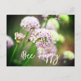 Postal Festiva Bee Happy with Purple Diagonal Allium Flowers