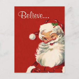 Postal Festiva "Believe" Jolly Vintage Santa