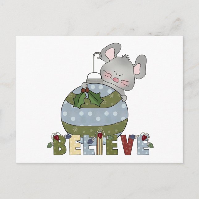 Postal Festiva Believe Mouse Ornament Navidades Holidays (Anverso)