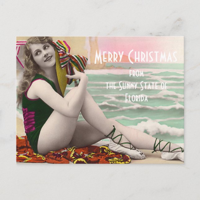 Postal Festiva Bellezas de baño de Navidades del pasado de Florid (Anverso)