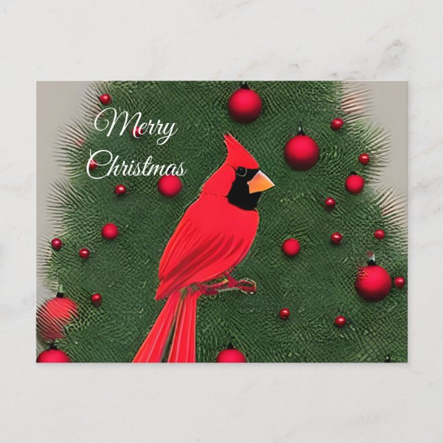 Postal Festiva Bellos Navidades Cardenales Rojos (Anverso)