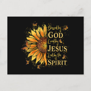 Postal Festiva Bendecido Por Dios - Amado Por Jesús, Girasol