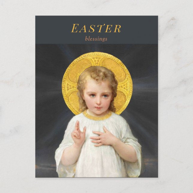 Postal Festiva Bendición infantil de Pascua por Émile Munier (Anverso)