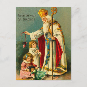 Postal Festiva Bendición-St del navidad. Nikolaas