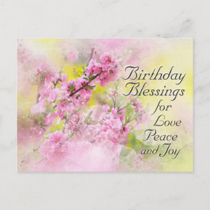 Postal Festiva Bendiciones de cumpleaños de amor, paz y alegría,