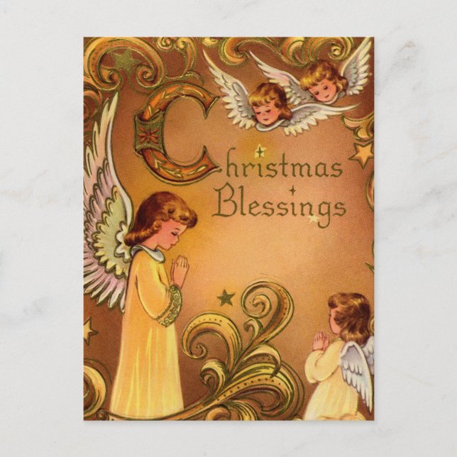 Postal Festiva Bendiciones de Navidades angélicos (Anverso)