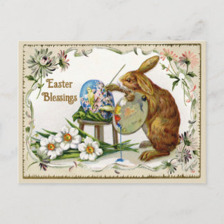 Postal Festiva Bendiciones de Pascua Artista Conejo Reproducción