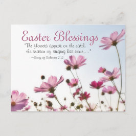 Postal Festiva Bendiciones de Pascua Biblia Verse "Las flores apa