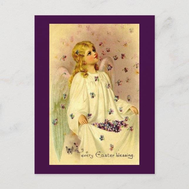 Postal Festiva Bendiciones vintage de Pascua (Anverso)