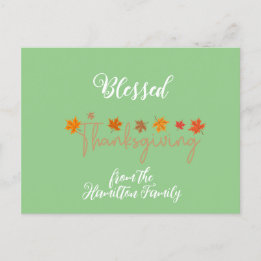 Postal Festiva Bendita caligrafía encantadora del Día de Acción d