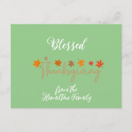 Postal Festiva Bendita caligrafía encantadora del Día de Acción d