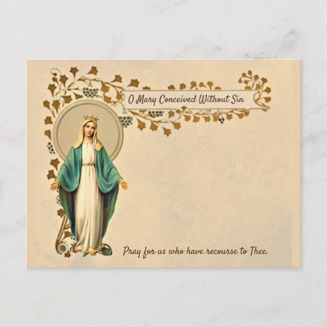 Postal Festiva Bendita Virgen María Oración Católica Religiosa (Anverso)