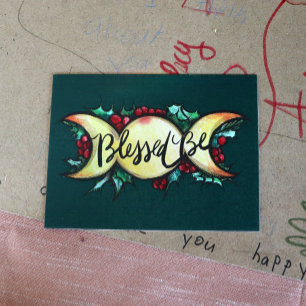 Postal Festiva Bendito sea la diosa triple de la luna Holly Yule