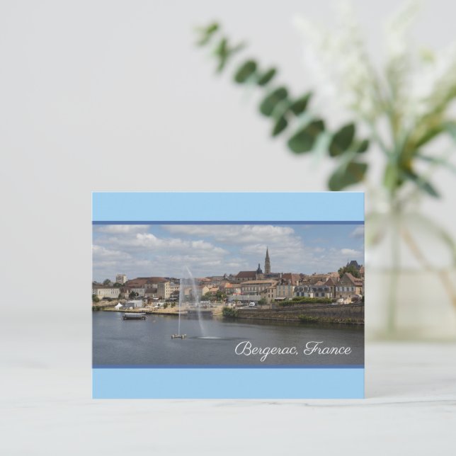 Postal Festiva Bergerac Panoramic Cityscape Francia (Anverso de pie)