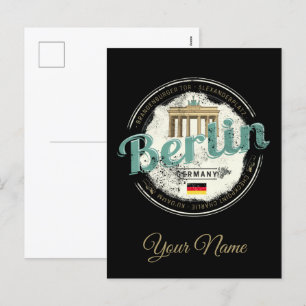 Postal Festiva Berlin Alemania Brandenburg Gate Vintage Souvenir
