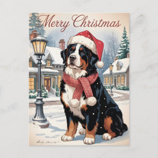 Postal Festiva Bernese mountain dog personalized Christmas