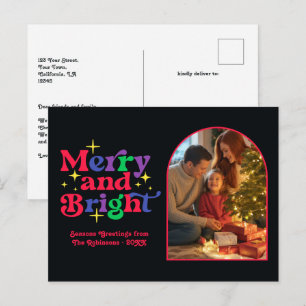 Postal Festiva Berry Sorbet Merry and Bright Retro Navidades